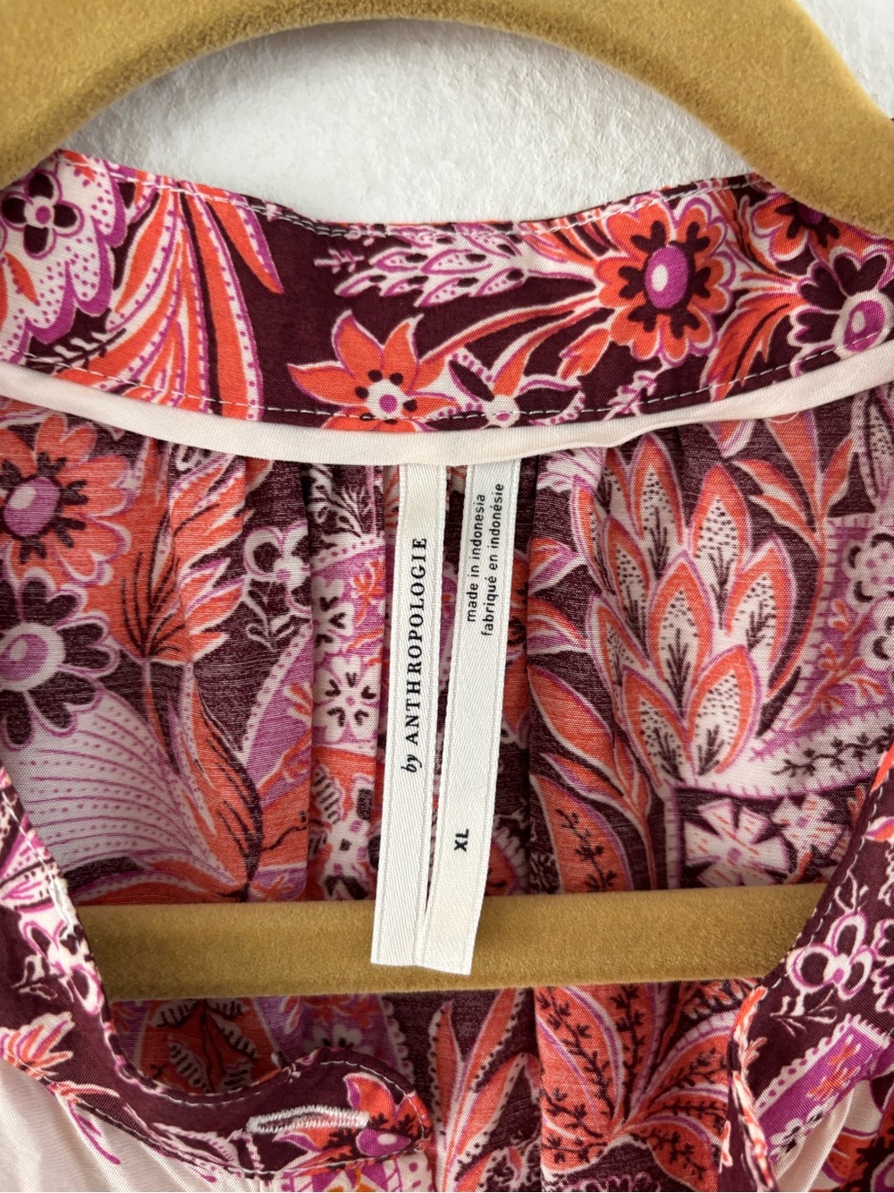 Anthropologie Janelle Floral Button Front Mini Tunic Dress Pink Combo XL - Picture 6 of 13